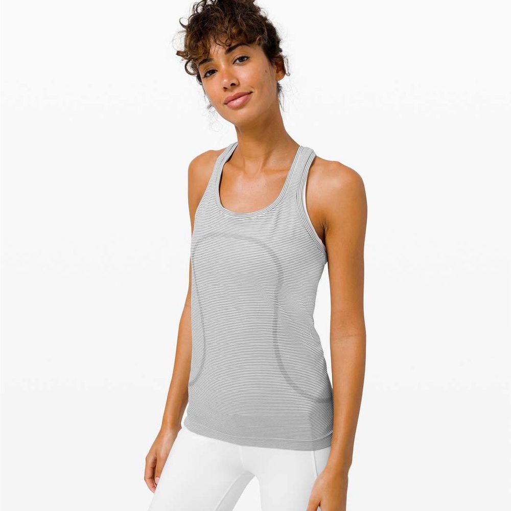 Lululemon Swiftly Tech 2.0 Tank Top in Tempo Stripe Black/White Size: 2